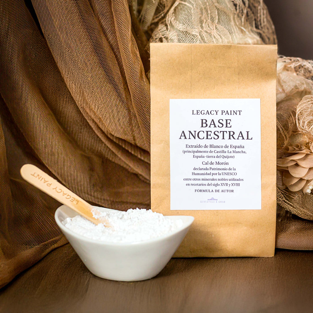 Ancestral artisanal primer and mineral base with Blanco de España - Spanish Golden Age formula for historicist furniture finishes and professional atelier use