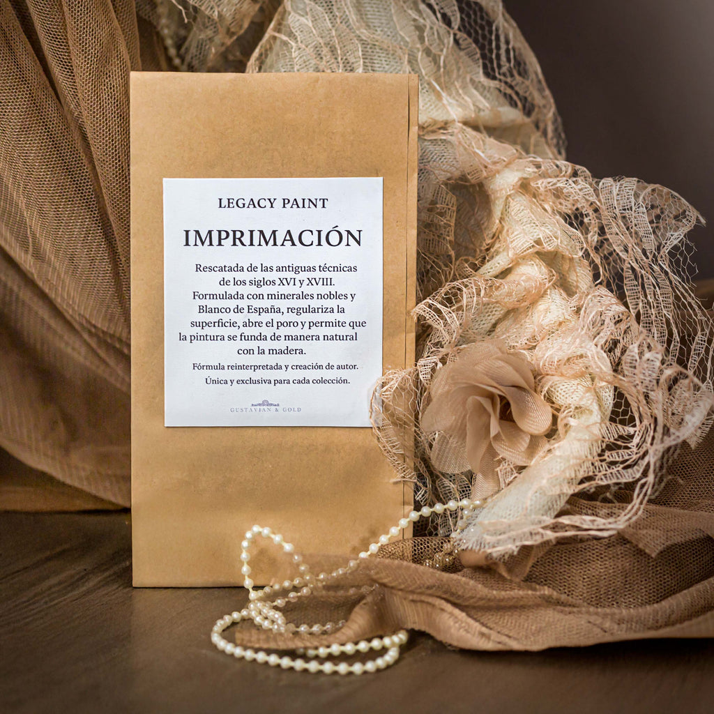 Petit Trianon exclusive collection - Ancestral mineral primer with Blanco de España inspired by Spanish Golden Age formulas for author furniture finishes